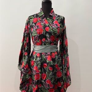 Nicole Miller Floral Kimono Style Mini Dress
